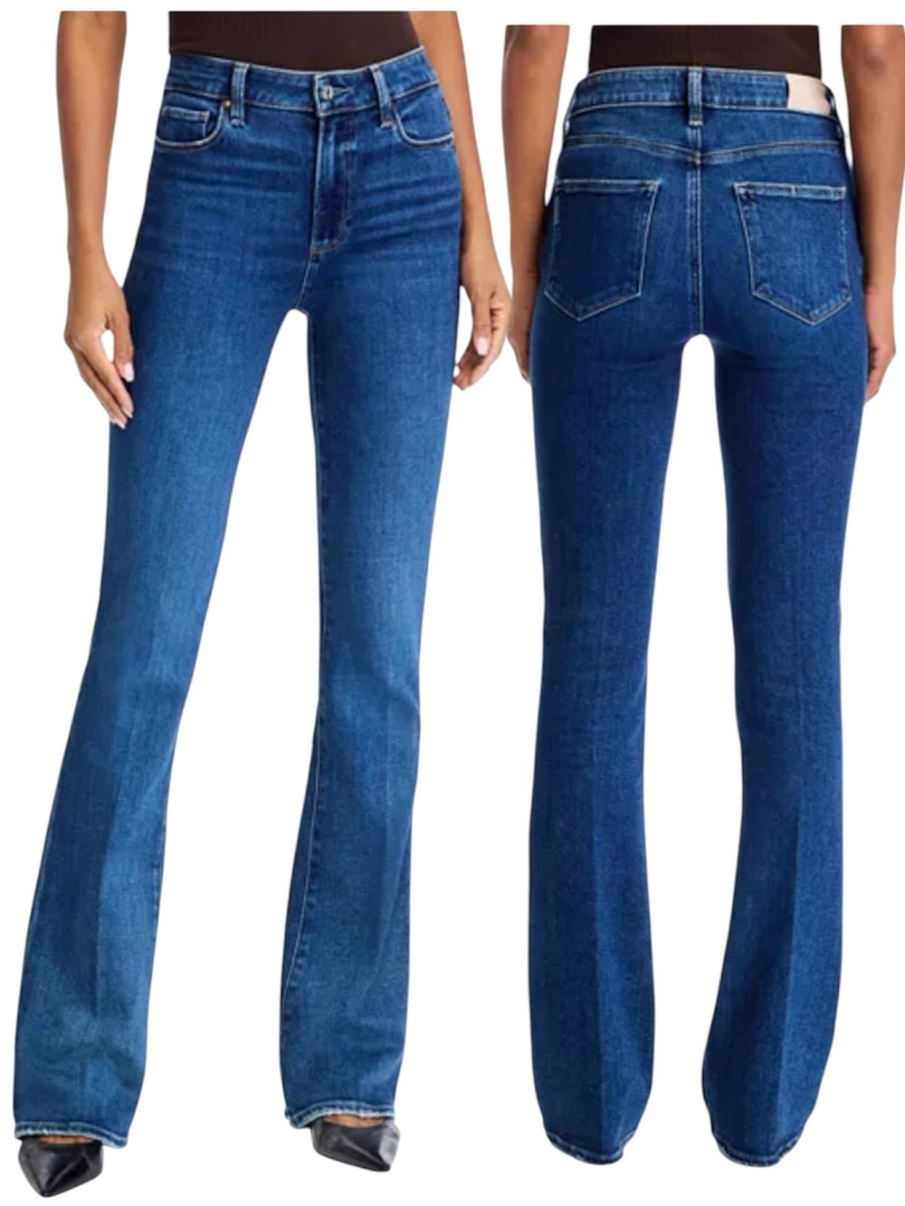 PAIGE High Rise Laurel Canyon Medium Blue Stretch Flare Denim Jeans NWOT Sz.25
